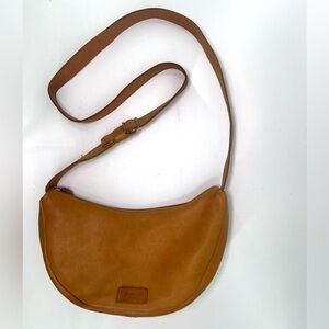Margot New York Payton Half Moon Crossbody Tan Leather Shoulder Bag